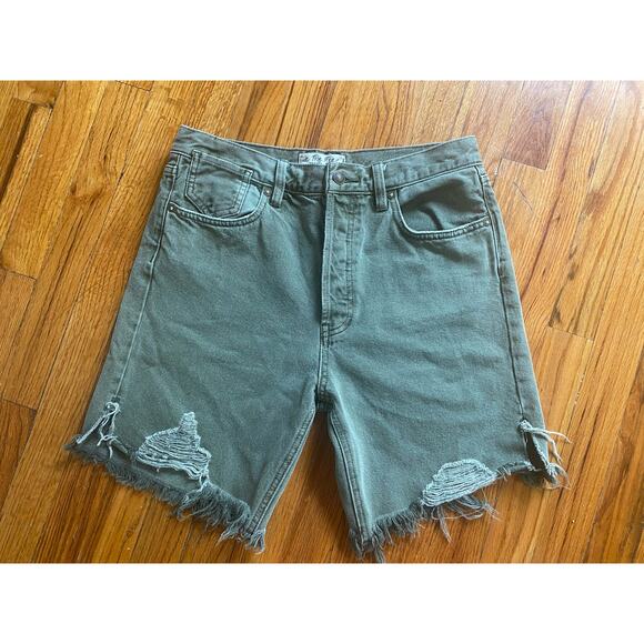 Free People Pants - We the free makai green bermuda shorts button fly distressed size 28 free people